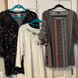3 for 10. XL/1x women’s tops.